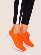 Load image into Gallery viewer, Neon Orange Lace-up Front Trainers