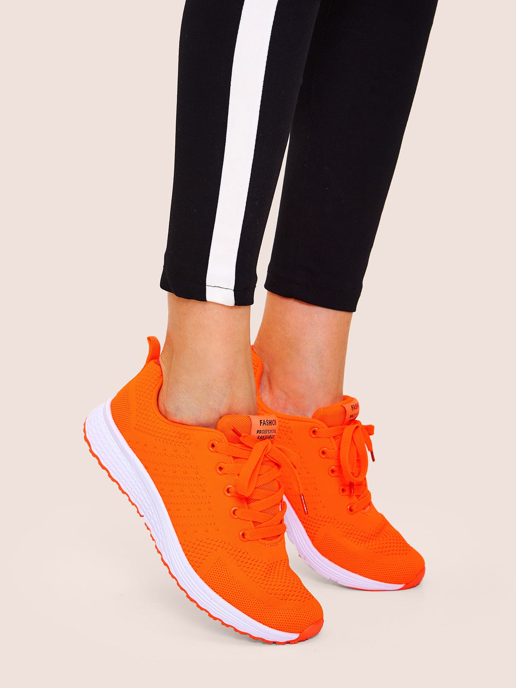 Neon Orange Lace-up Front Trainers