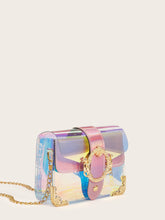 Load image into Gallery viewer, Buckle Detail Iridescent Chain Crossbody Bag