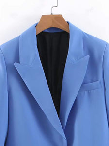 Notched Neck Solid Blazer