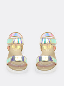 Open Toe Iridescent Chunky Platform Sole Sandals