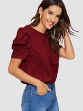 Load image into Gallery viewer, Button Keyhole Back Puff Sleeve Top