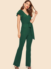 Load image into Gallery viewer, 70s Layered Sleeve Belted Flare Leg Jumpsuit