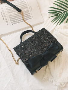 Bow Tie Glitter Chain Bag