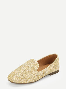 Straw Detail Slip On Flats