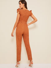 Load image into Gallery viewer, 80s Sweetheart Neck Ruffle Armhole Rolled Hem Jumpsuit