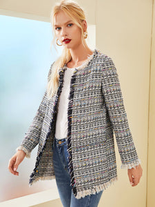 Frayed Edge Tweed Coat