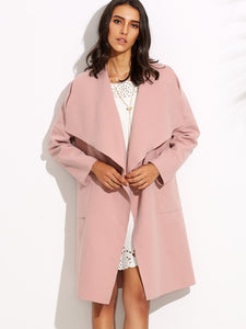 Drop Shoulder Drape Collar Wrap Coat