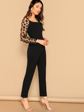 Load image into Gallery viewer, 3D Applique Mesh Sleeve Tailored Jumpsuit