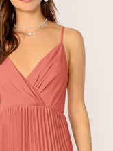 Load image into Gallery viewer, Surplice Neck Pleated Cami Dress