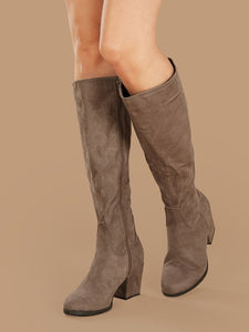 Plain Suede Knee High Boots