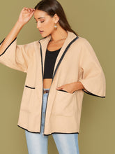 Load image into Gallery viewer, Zipper Front Contrast Side Patch Pocket Coat