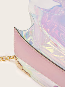 Buckle Detail Iridescent Chain Crossbody Bag