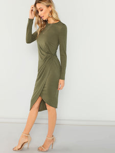 Twist Side Wrap Asymmetrical Dress