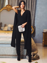 Load image into Gallery viewer, Cape Sleeve Surplice Wrap Tailored Jumpsuit