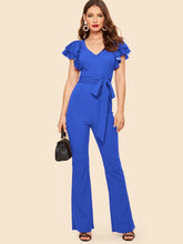 Load image into Gallery viewer, 70s Layered Sleeve Belted Flare Leg Jumpsuit