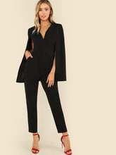 Load image into Gallery viewer, Plunging Neck Cloak Sleeve Solid Jumpsuit