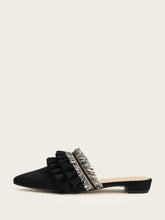 Load image into Gallery viewer, Tassel And Ruffle Detail Flat Mules