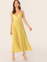 Load image into Gallery viewer, Surplice Neck Pleated Cami Dress