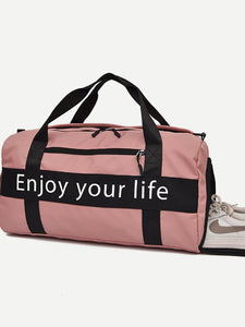 Slogan Print Duffle Bag