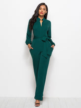 Load image into Gallery viewer, Tie Waist Shirt Detail Jumpsuit