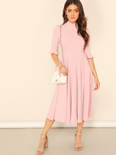 Load image into Gallery viewer, Bell Sleeve Ribbed Knit Midi Dress