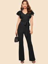 Load image into Gallery viewer, 70s Layered Sleeve Belted Flare Leg Jumpsuit