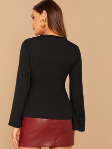 Split Sleeve Wrap Belted Blazer