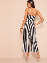 Load image into Gallery viewer, Bow Front Wide Leg Striped Cami Jumpsuit