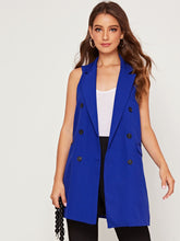 Load image into Gallery viewer, Double Breasted Flap Pocket Vest Blazer