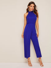 Load image into Gallery viewer, Tie Back Wide Leg Halter Neck Jumpsuit