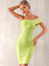 Load image into Gallery viewer, Adyce Neon Pink One Shoulder Midi Bandage Dress