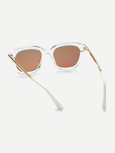 Clear Frame Mirror Lens Sunglasses