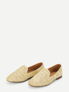 Straw Detail Slip On Flats