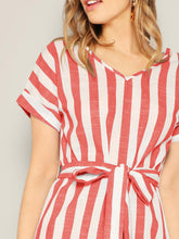 Load image into Gallery viewer, Block Striped Belt Dress