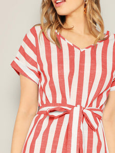 Block Striped Belt Dress