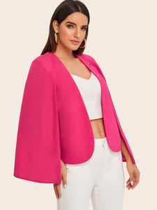 Neon Pink Open Front Cape Blazer