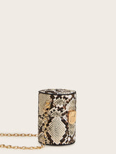 Load image into Gallery viewer, Snakeskin Print Bucket Bag With Chain Strap