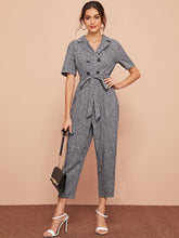 Load image into Gallery viewer, Notched Collar Buttoned Belted Jumpsuit