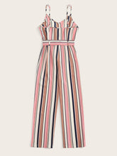 Load image into Gallery viewer, Striped Belted Cami Jumpsuit