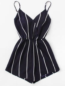 Vertical Striped Cami Romper