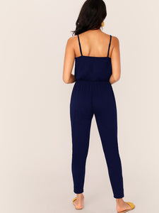 Solid Blouson Slip Jumpsuit