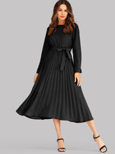 Load image into Gallery viewer, Self Tie Pleated Midi Dress