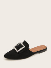 Load image into Gallery viewer, Rhinestone Decor Point Toe Flat Mules