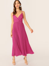 Load image into Gallery viewer, Surplice Neck Pleated Cami Dress