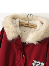 Load image into Gallery viewer, Yellow Fur Hooded Zipper Embellished Fleece Inside Military Coat