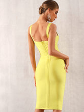 Load image into Gallery viewer, Adyce Solid Zip Back Bandage Slip Dress