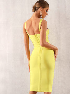 Adyce Solid Zip Back Bandage Slip Dress