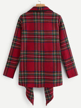 Load image into Gallery viewer, Plaid Waterfall Neck Jacket