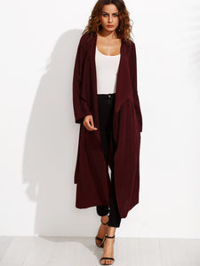 Rolled Up Sleeve Split Back Self Tie Outerwear